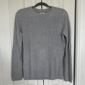Women’s  Classic GH BASS Cable Knit Crewneck Sweater - Light Gray Size XL